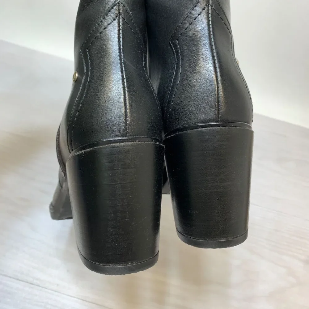 Pikolinos‎ Rioja W74-8957 Block Heel Western Bootie Black Leather NEW Size 41
